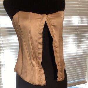 Zara Beige Satin Bandeau Top